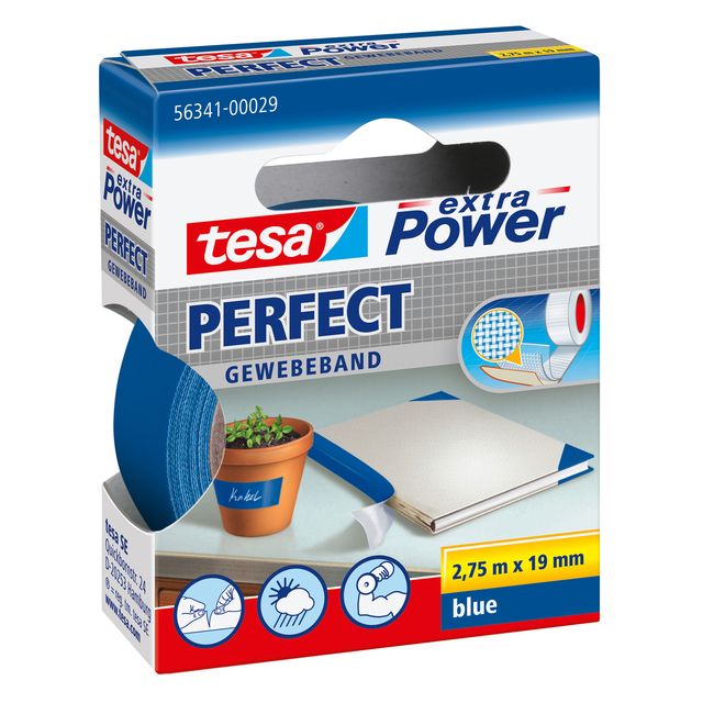 Nastro adesivo telato XP Perfect - 19 mm x 2,7 m - tela plastificata - blu - Te…