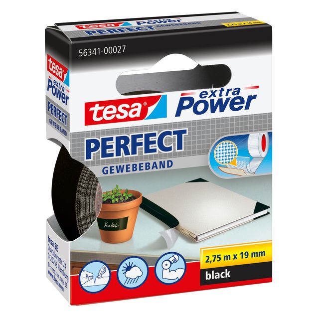 Nastro adesivo telato XP Perfect - 19 mm x 2,7 m - tela plastificata - nero - T…