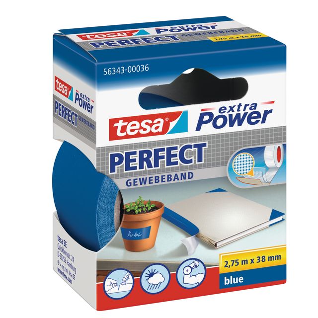 Nastro adesivo telato XP Perfect - 38 mm x 2,7 m - tela plastificata - blu - Te…