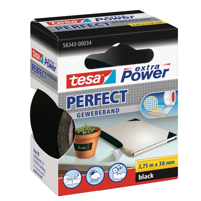 Nastro adesivo telato XP Perfect - 38 mm x 2,7 m - tela plastificata - nero - T…
