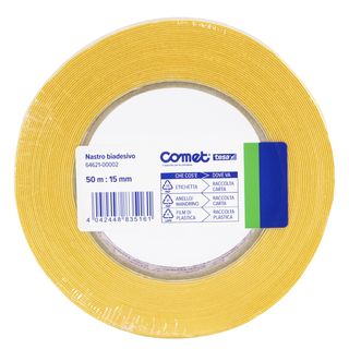 Nastro biadesivo - 15 mm x 50 m - PP - trasparente - Comet