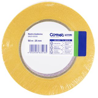 Nastro biadesivo - 25 mm x 50 m - PP - trasparente - Comet