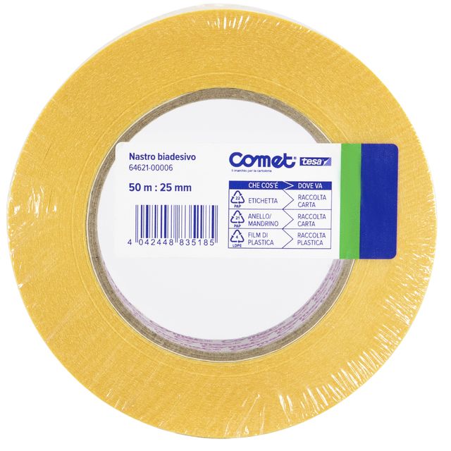 Nastro biadesivo - 25 mm x 50 m - PP - trasparente - Comet