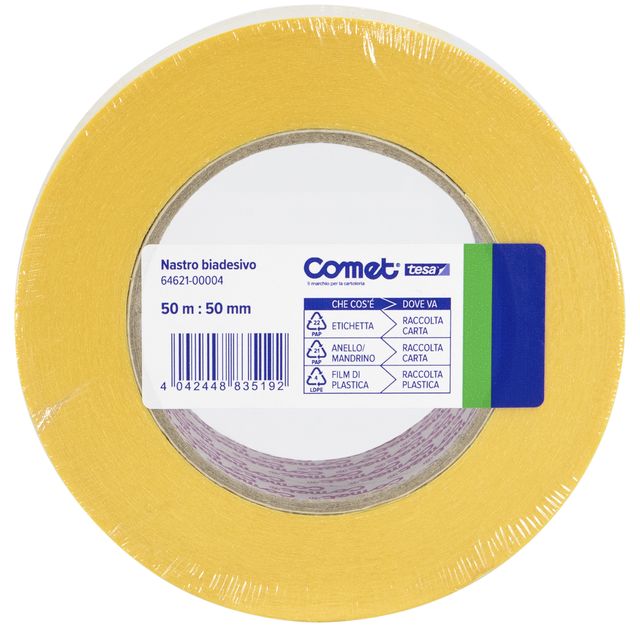 Nastro biadesivo - 50 mm x 50 m - PP - trasparente - Comet
