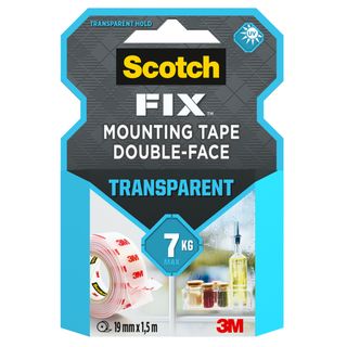 Nastro biadesivo FIX - 19 mm x 1,5 m - LDPE - trasparente - Scotch