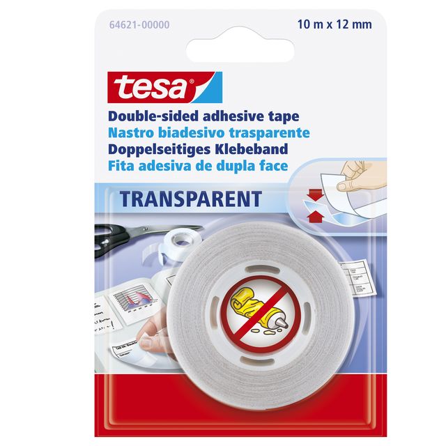 Nastro biadesivo tesa OPP trasparente in polipropilene e adesivo hot melt 12 mm…