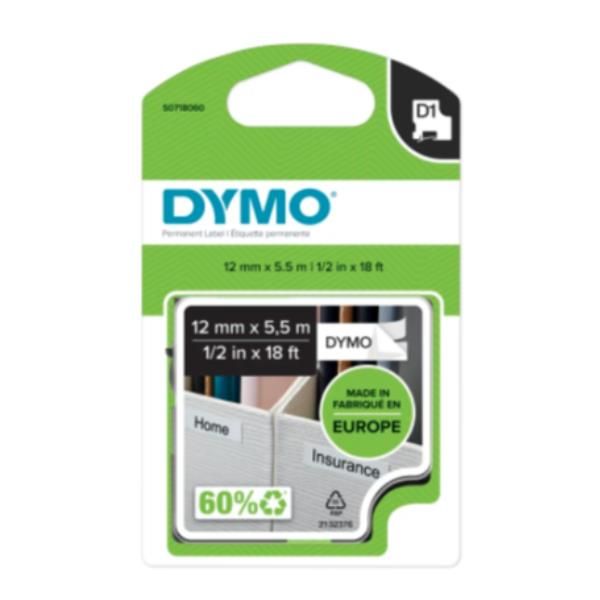 Nastro per etichettatrici Dymo D1 Poliestere extra strong 12 mm x 5,5 m nero/bi…