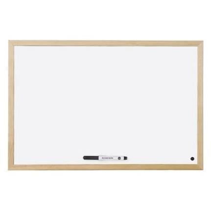 Bi-Office Budget Wood - Lavagna bianca - montabile a parete - 600 x 450 mm - ac…
