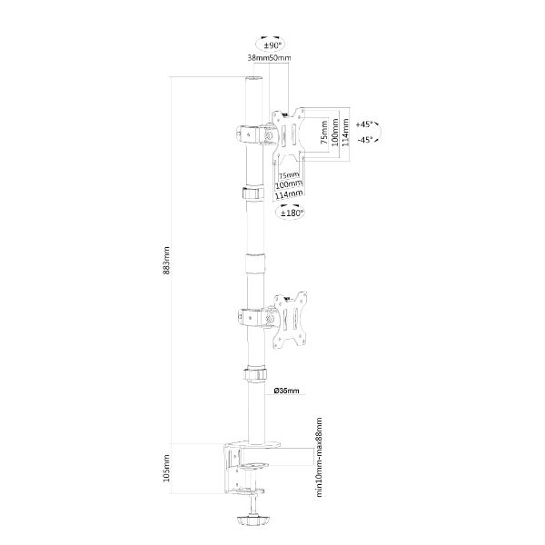 Neomounts FPMA-D550DV - Kit montaggio - per 2 display LCD - nero - dimensione s…