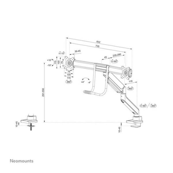 Neomounts by Newstar DS75-450BL2 - Kit montaggio (braccio snodato, morsa a occh…