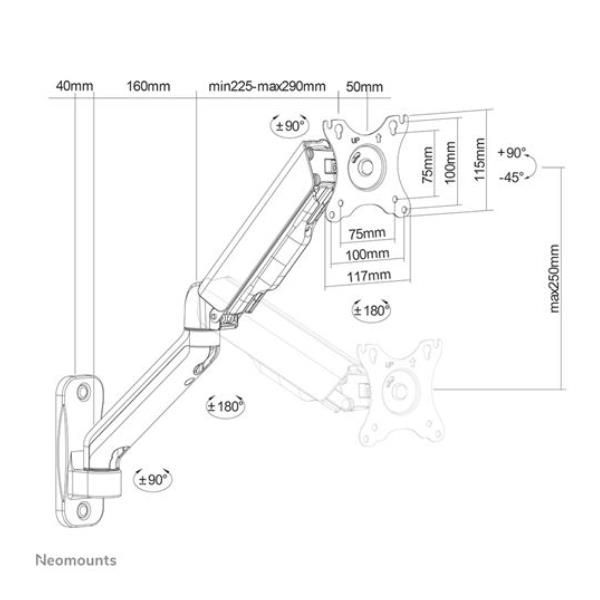 Neomounts by Newstar WL70-450BL11 - Kit montaggio - full-motion - per TV - nero…