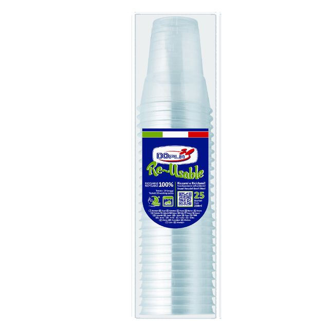 Bicchieri Diamant - riutilizzabili - polistirene - 250 ml - Dopla - conf. 25 pe…