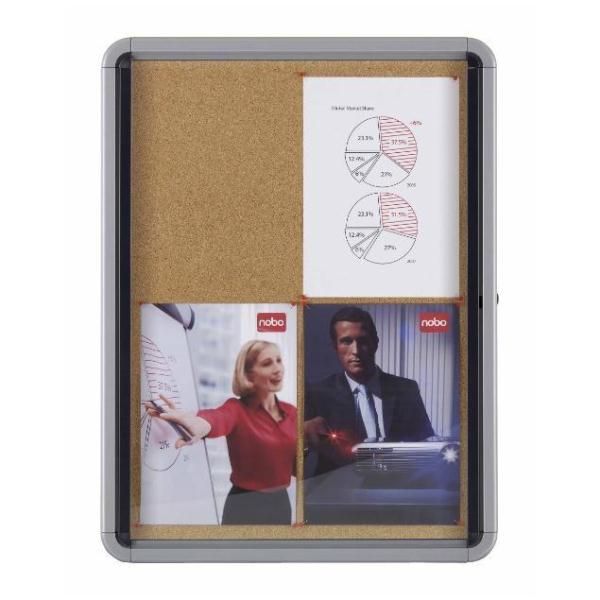 Nobo - Bacheca chiusa - montabile a parete - 1000 x 752 mm - 9 x A4 - sughero -…
