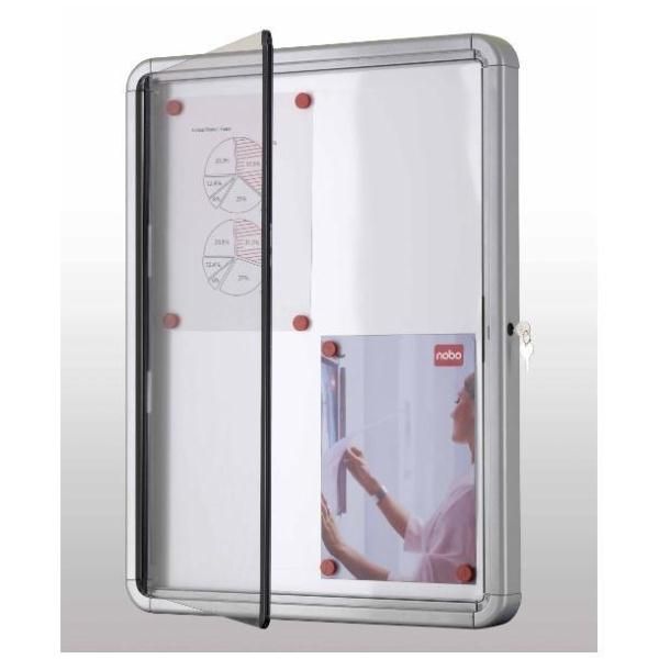 Nobo - Bacheca chiusa - montabile a parete - 6 x A4 - acciaio - magnetica - bia…