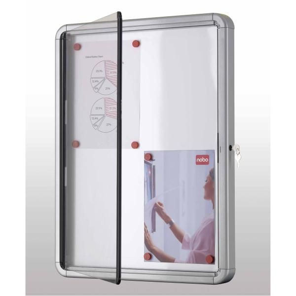 Nobo - Bacheca chiusa - montabile a parete - 8 x A4 - acciaio - magnetica - bia…