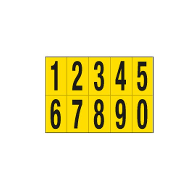 Numeri adesivi da 0 a 9 - in PVC - 70 x 124 mm - 10 et/fg - 1 foglio - nero/gia…