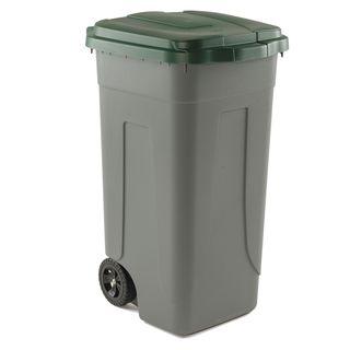 Bidone mobile - con chiusura a clip - 49x54x85 cm - 100 L - grigio/verde - Mobi…