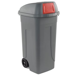 Bidone mobile Push - con coperchio - 49x54x95 cm - 100 L - grigio/rosso - Mobil…