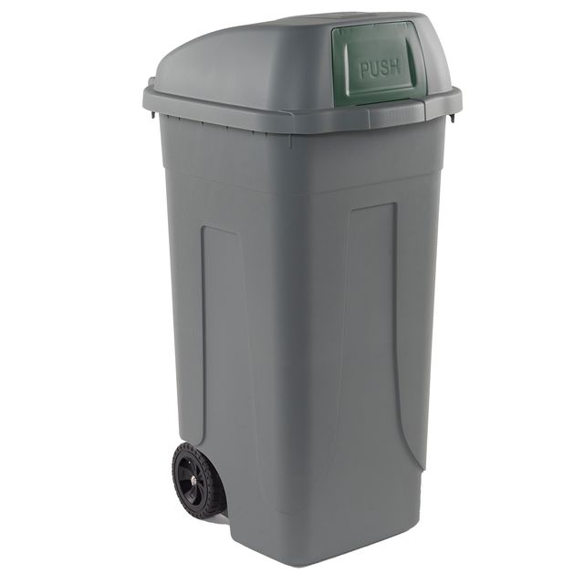 Bidone mobile Push - con coperchio - 49x54x95 cm - 100 L - grigio/verde - Mobil…