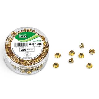 Occhielli ottonati - per occhiellatrice - diametro 5 mm - oro - Lebez - conf. 2…