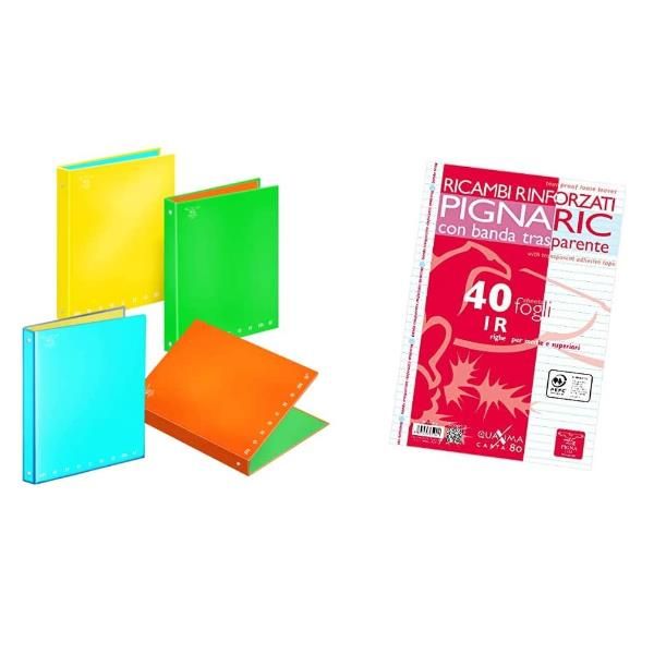 PIGNA Monocromo Fluo - Quaderno ad anelli - per A4 - disponibile in colori asso…