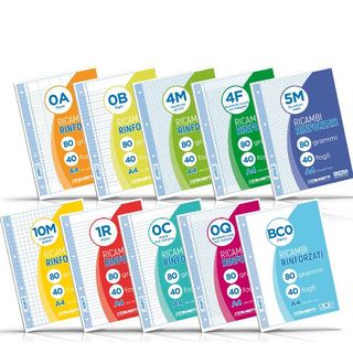 Blasetti RICAMBI - Ricambio fogli mobili - A4 - 40 fogli / 80 pagine - a quadre…