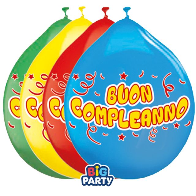 Palloncino - diametro 26 cm - lattice - Buon compleanno - Big Party - conf. 10 …