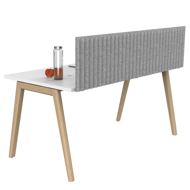 Pannello fonoassorbente per scrivania - 135 x 40 cm - morsetti neri - grigio ch…