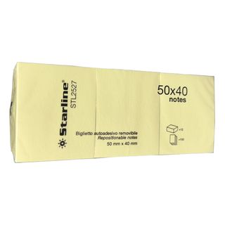Blocchetto biglietti adesivi - giallo - 50 x 40mm - 70gr - 100 fogli - Starline