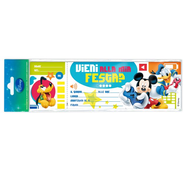 Blocchetto invito alla festa Mickey Disney - 24,8 x 7,5 cm - Rex Sadoch - conf.…