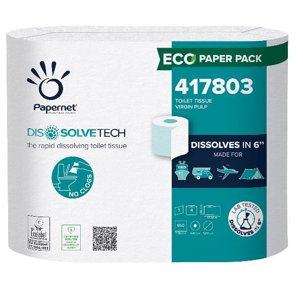 Papernet Dissolve Tech - Carta igienica - pura cellulosa - 850 fogli - rotolo -…