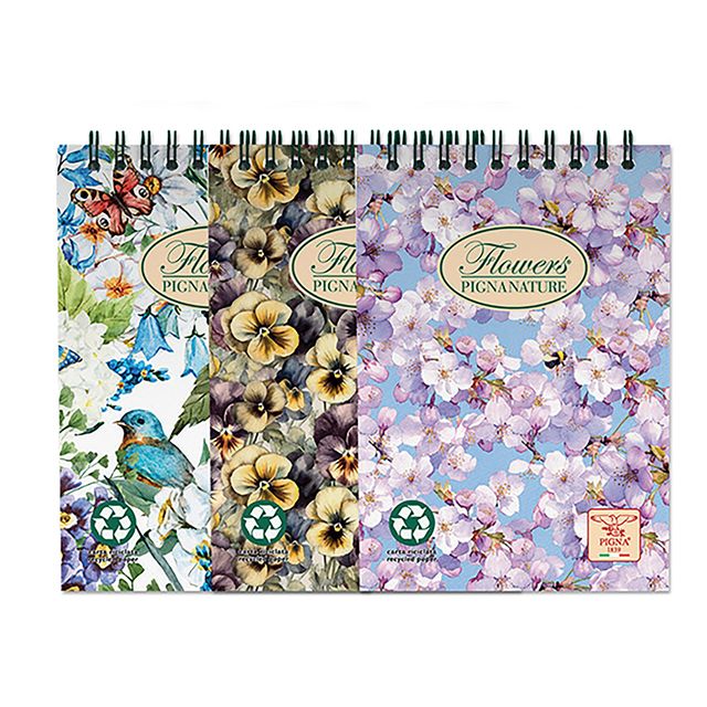 Blocco Nature Flowers - spiralato sul lato corto - A5 - 50 fogli - 80 gr - 5mm …