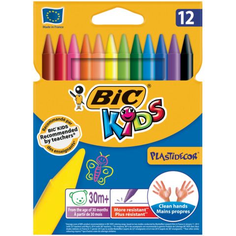 Pastelli Plastidecor - plastica - colori assortiti - Bic - astuccio 12 pezzi