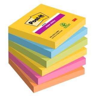 Blocco Post-it Super Sticky - 654-6SS-CARN - 76 x 76 mm - colori Carnival - 90 …