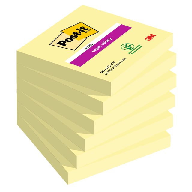 Blocco Post-it Super Sticky - 654-6SS-CY - 76 x 76 mm - giallo Canary - 90 fogl…