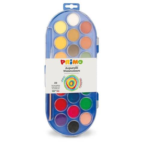 Pastiglie Acquerelli - ø 30mm - colori assortiti - Primo - astuccio da 22 pasti…