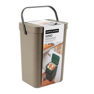 Pattumiera Gino - per rifiuti organici - 24 x 19 x 35,5 cm - 12 lt - marrone - …
