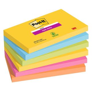 Blocco Post-it Super Sticky - 655-6SS-CARN - 76 x 127 mm - colori Carnival - 90…