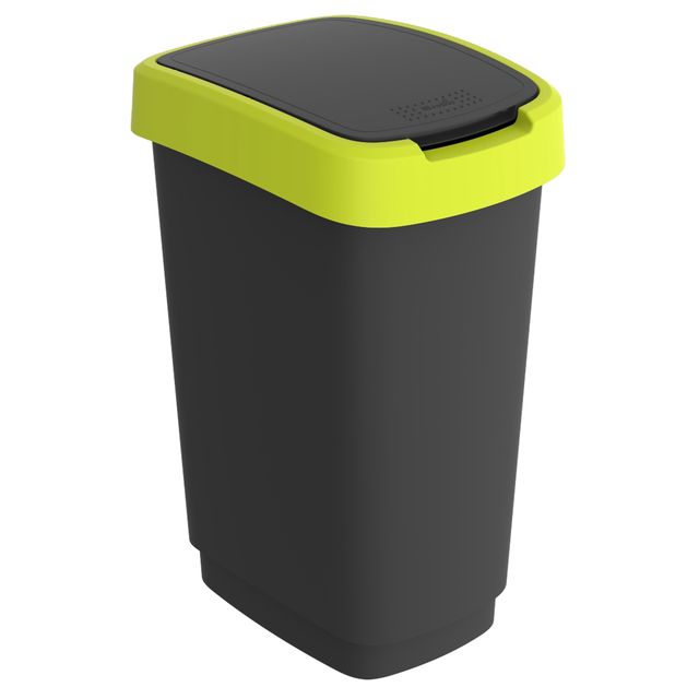 Pattumiera con coperchio basculante - 50 L - 40,1 x 29,1 x 60,2 cm - PPL - nero…