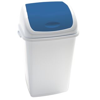 Pattumiera con coperchio basculante Rif - 44x33x68 cm - 50 L - bianco/blu - Med…