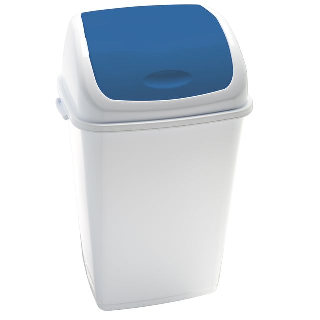 Pattumiera con coperchio basculante Rif - 44x33x68 cm - 50 L - bianco/blu - Med…