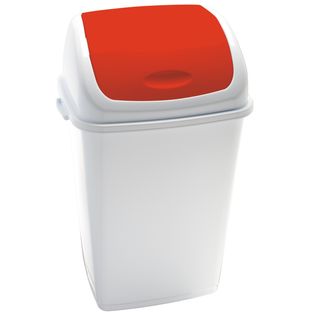 Pattumiera con coperchio basculante Rif - 44x33x68 cm - 50 L - bianco/rosso - M…