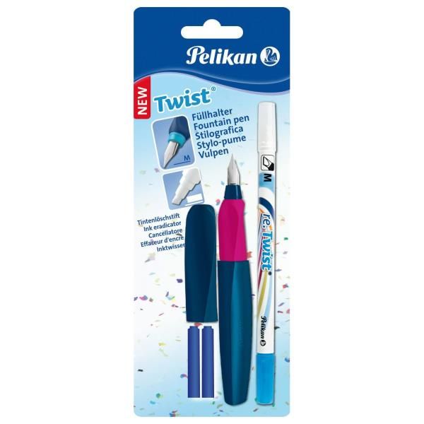 Pelikan Twist - Set penna stilografica e cancellino per inchiostro / penna risc…