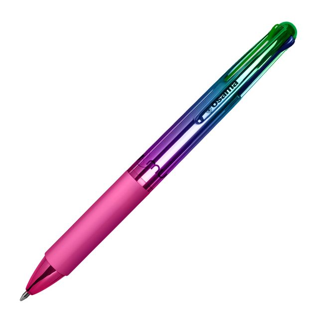 Penna a sfera 4 Multi Chrome - punta 1,00 mm - 4 colori - rainbow - Osama