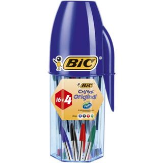 Penna a sfera Cristal - punta 1.0mm - colori assortiti - Bic - barattolo 20 pez…