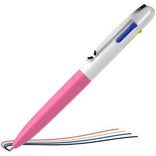 Penna a sfera Take 4 - punta media - 4 colori - fusto rosa fluo - Schneider