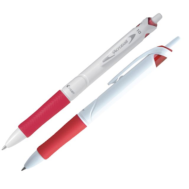 Penna a sfera a scatto Acroball Pure White Begreen - punta 1,0mm - rosso - Pilot