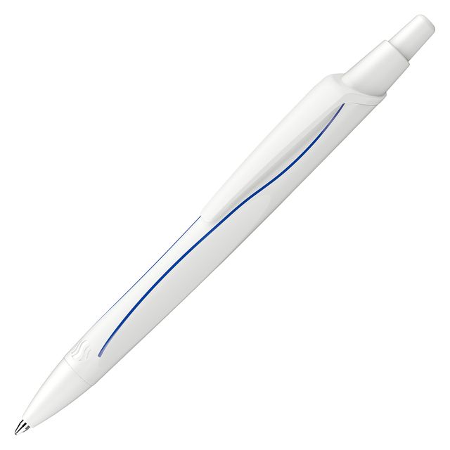 Penna a sfera a scatto Reco - punta media - fusto bianco / inchiostro blu - Sch…