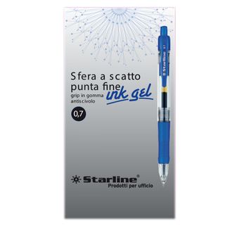 Penna a sfera a scatto con inchiostro gel - punta fine 0,7mm - blu - Starline