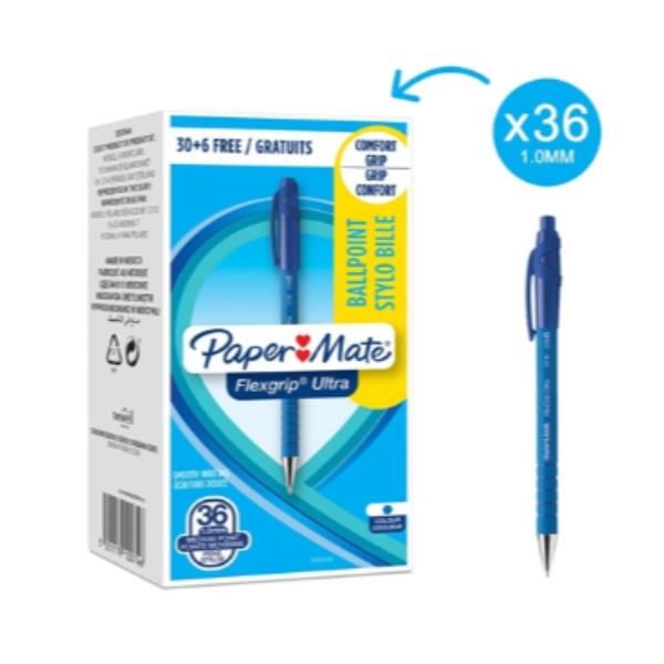 Penna a sfera a scatto ecologica Paper Mate FlexGrip Ultra Recycled blu 1 mm